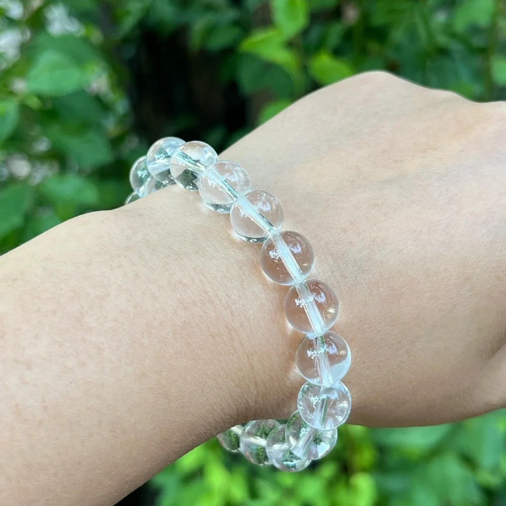 9.5mm‎ stretchable clear quartz bracelet